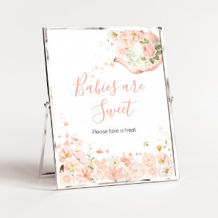 Rosa Blumen Tee für zwei Babys sind süß Poster