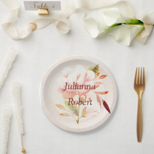 Rosa Blumen-Teller aus Papier Pappteller