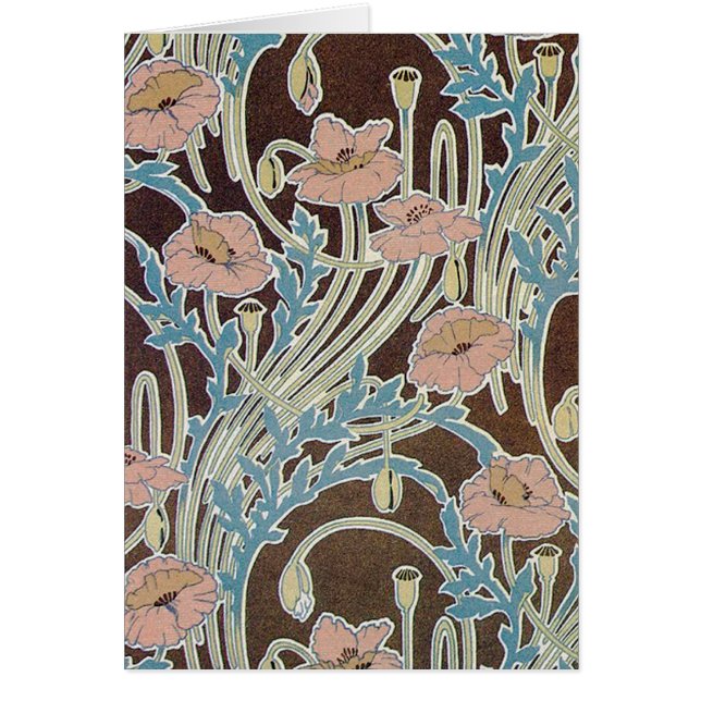 Rosa Blumen-Textilentwurfs-Karte (Vorne)