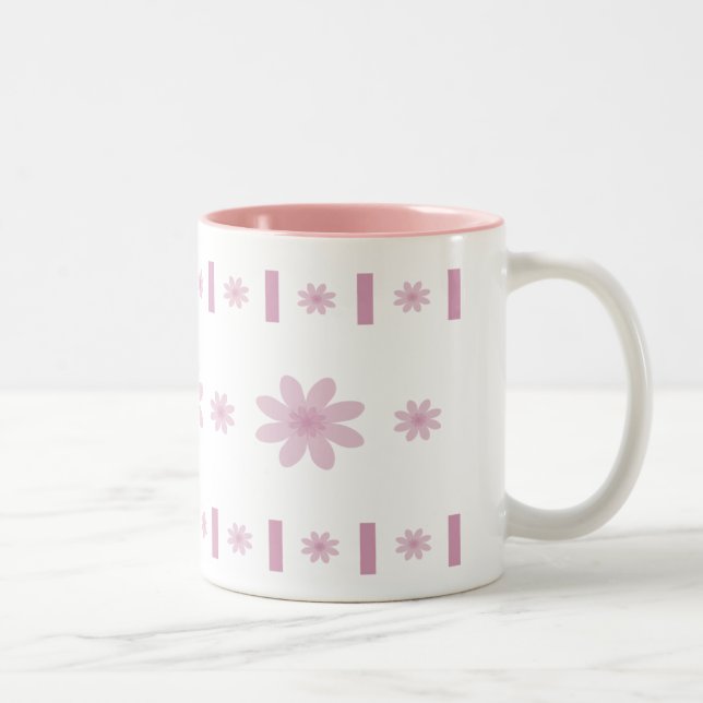 Rosa Blumen u. Blöcke Zweifarbige Tasse (Rechts)
