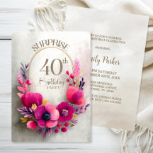 Rosa Blumen Überraschung 40. Geburtstagsfeier