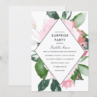 Rosa Blumen| Überraschungs-Party Einladung