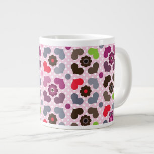 rosa Blumen- und Eulenmuster Jumbo-Tasse