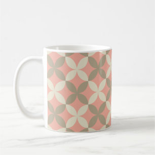 rosa Blumen und graue Blätter gemustert Kaffeetasse
