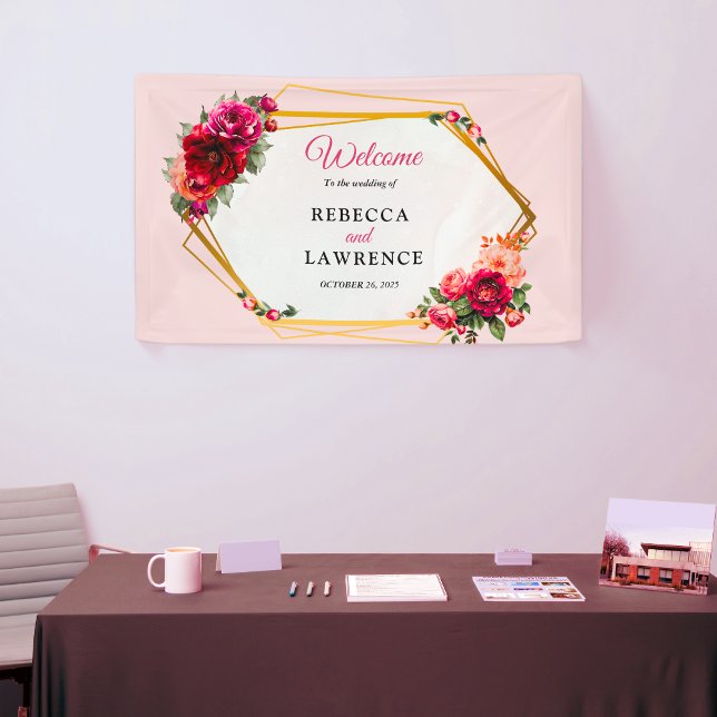 Rosa Blumen und Imitate Goldhochzeit Banner (Von Creator hochgeladen)
