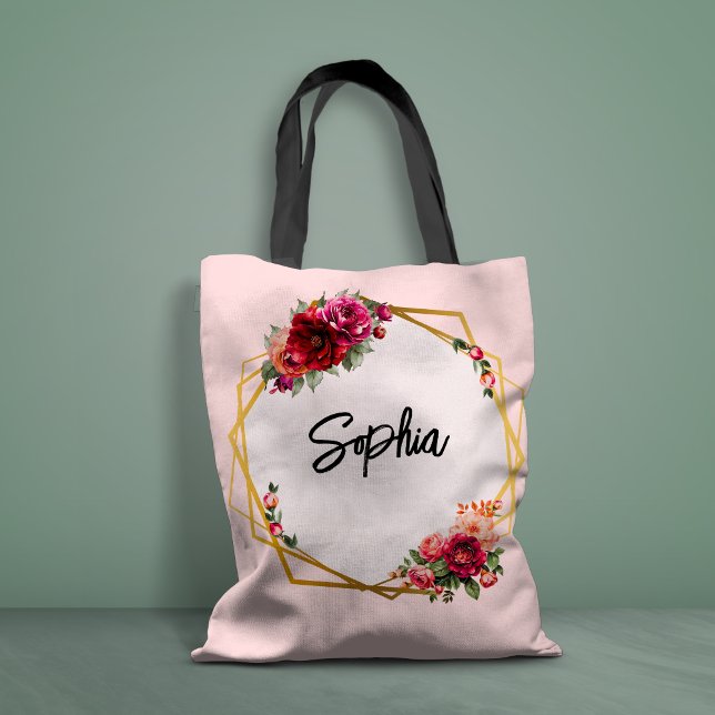 Rosa Blumen und Imitate Goldhochzeit Tasche (Von Creator hochgeladen)