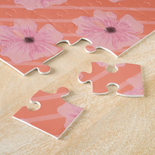 Rosa Blumen und Streifen Puzzle