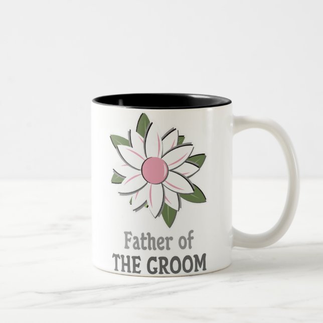 Rosa Blumen-Vater des Bräutigams Zweifarbige Tasse (Rechts)