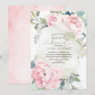 Rosa Blumen Vintage Elegante Probeessen Einladung