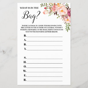 Rosa Blumen Was ist in der Tasche Baby Shower Spie Flyer
