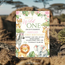 Rosa Blumen Wild One Dschungeltiere Geburtstag