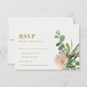 ROSA BLUMEN WÜSTENKAKTUS BLATTWERK WATERCOLOR RSVP KARTE