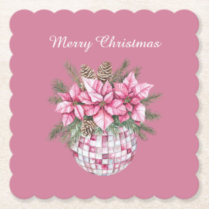 Rosa Blumen zu Weihnachten Untersetzer