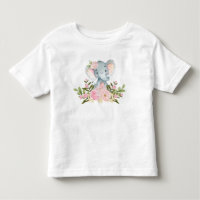 Rosa Blumenbaby-Elefant-Geburtstags-Kleinkind-T -