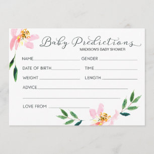 Rosa Blumenbaby-Vorhersage-Babyparty-Karte Einladung