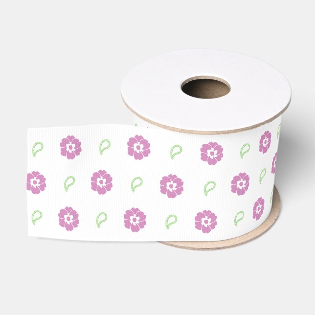 Rosa Blumenband Ripsband (Spule)