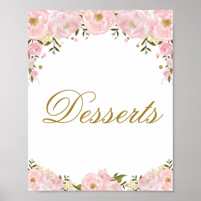 Rosa Blumenbeete Dessert Gastgeschenk Hochzeit Dus Poster (Vorne)