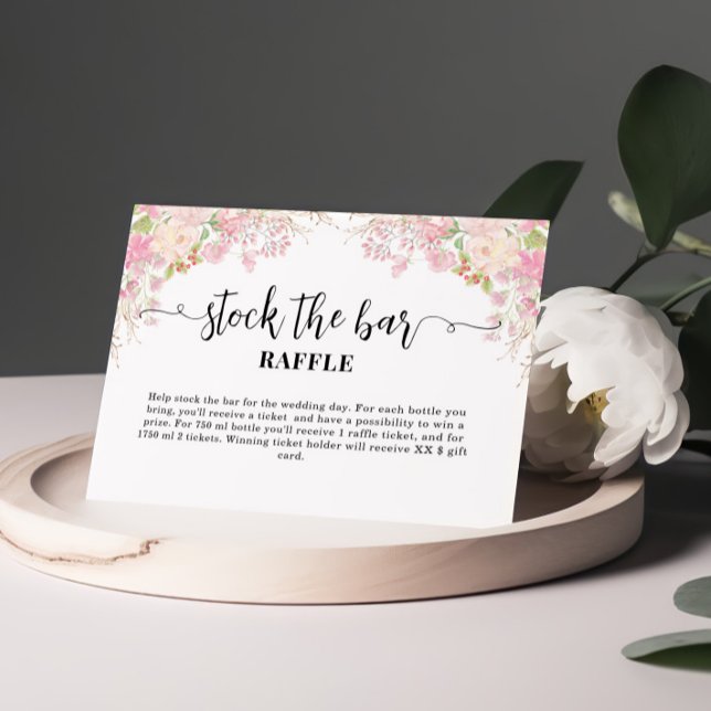 Rosa Blumenbeete im Bar Brautparty Begleitkarte (Von Creator hochgeladen)