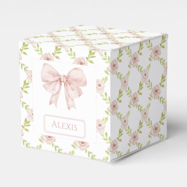 Rosa Blumenbeutel Bänder Mädchen Geschenkschachtel (Vorderseite)