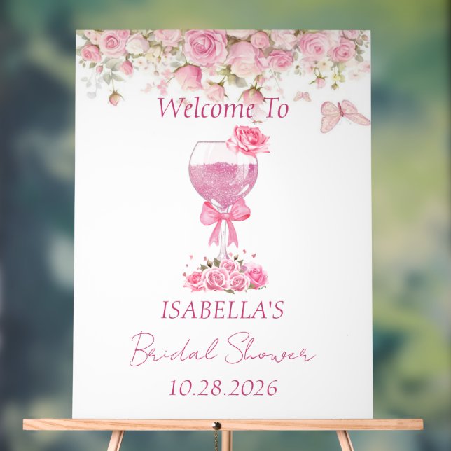 Rosa Blumenblätter und Prosecco-Brautparty Acrylschild (Neutral)