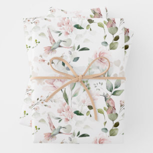 Rosa Blumenblätterpapier Geschenkpapier Set