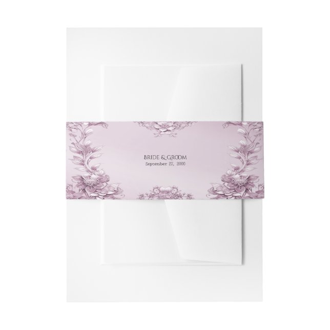 Rosa Blumenblätterung Einladung Bauchband Einladungsbanderole (Vorderseite Beispiel)