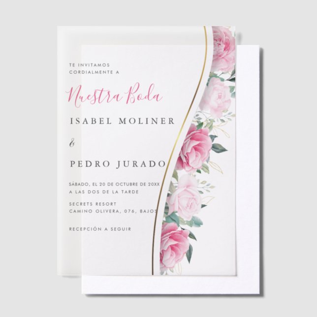 Rosa Blumenblätterung Nuestra Boda Wedding (Versetzt)