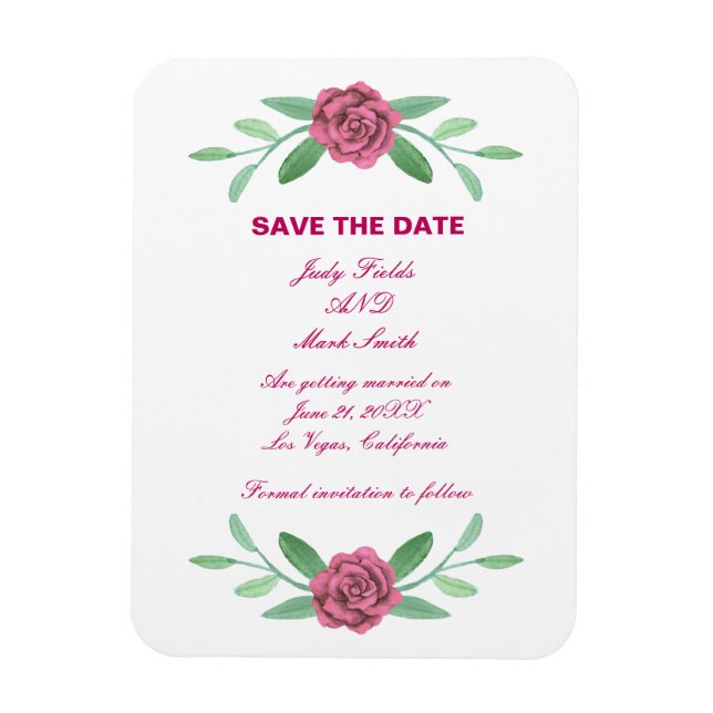 Rosa Blumenblätterung Save the Date Magnet (Vertikal)