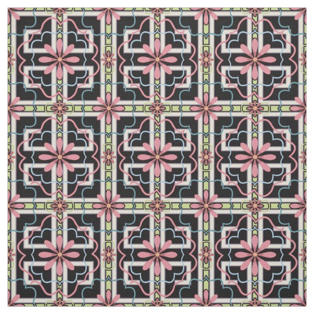 rosa Blumenblock Wiederholmuster Stoff (Muster)