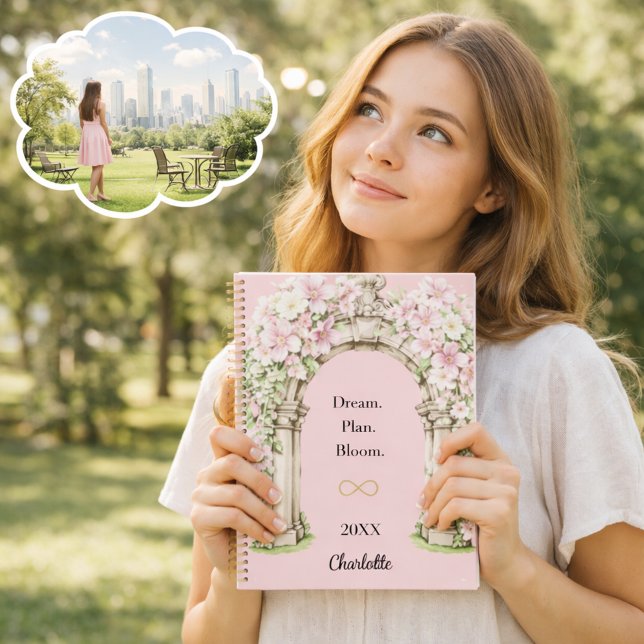 Rosa Blumenböden inspirieren zu einem Zitat Notizbuch (Von Creator hochgeladen)