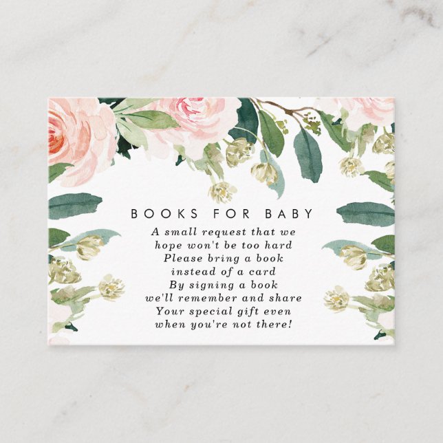 Rosa Blumenbücher für Babybuchanfragen Begleitkarte (Vorderseite)