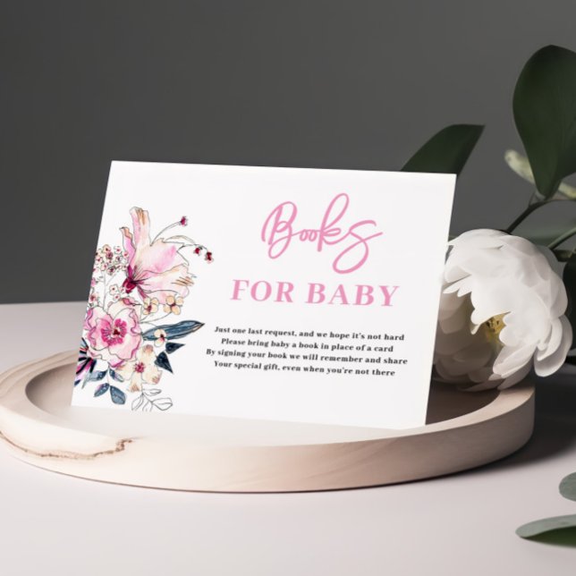 Rosa Blumenbücher für Babyduschkarte Begleitkarte (Von Creator hochgeladen)