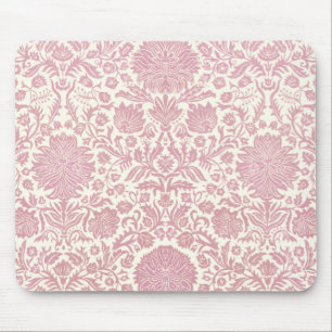 Rosa Blumendamast-Muster Mousepad
