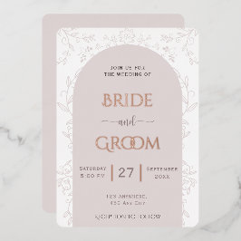 Rosa Blumendesign & Goldene Rose Touch Hochzeit Folieneinladung