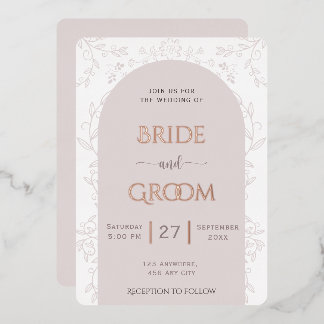 Rosa Blumendesign & Goldene Rose Touch Hochzeit Folieneinladung