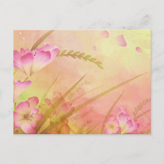 rosa Blumendesign Postkarte