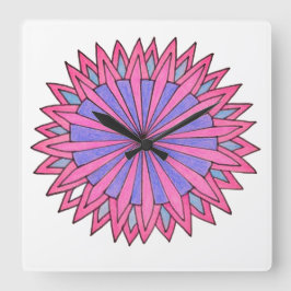 Rosa Blumenexplosion Quadratische Wanduhr