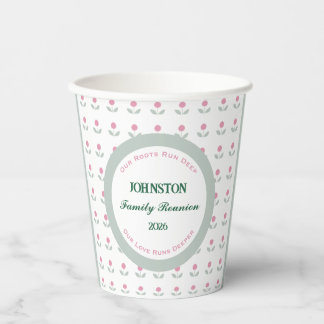 Rosa Blumenfamilientreffen 8 oz. Papier Pappbecher