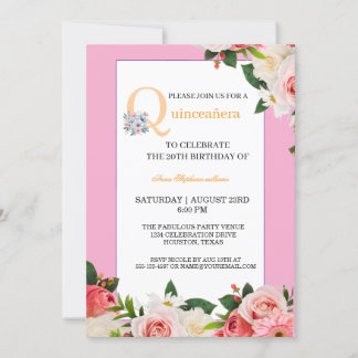 Rosa Blumenfeier Einladung