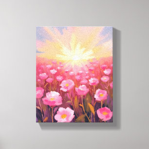 Rosa Blumenfeld Aquarell Floral Leinwanddruck