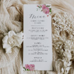 Rosa Blumenfest Menükarte<br><div class="desc">Elegante Blumenkarte für das Hochzeitsessen mit Aquarellbildern von pinkfarbenen Blume mit Grün.</div>