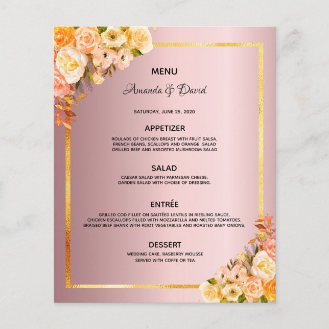 Rosa Blumenfloralen der Hochzeitskarte - Rose eleg (Vorderseite)