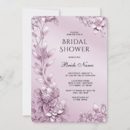 Rosa Blumenfolien-Brautparty Einladung