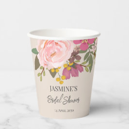 Rosa Blumengarten Frühling Brautparty Pappbecher
