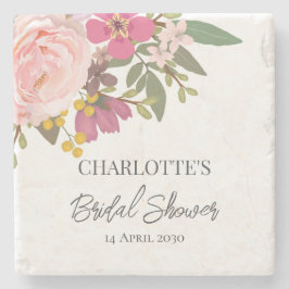 Rosa Blumengarten Frühling Brautparty Steinuntersetzer