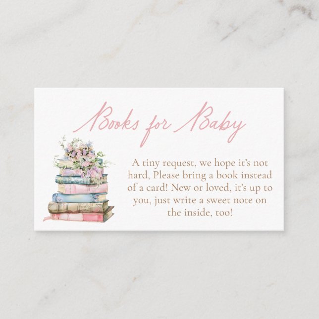 Rosa Blumengarten Kinderdusche Bücher für Baby Begleitkarte (Vorderseite)