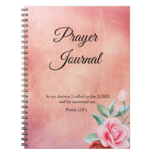 Rosa Blumengebet-Journal mit Schrift Notizblock