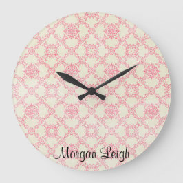 Rosa Blumengitter Große Wanduhr