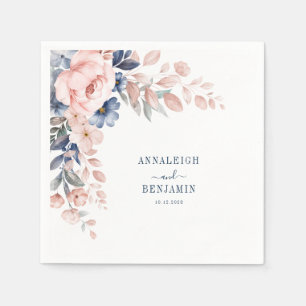 Rosa Blumengrün Aquarellpapier Serviette