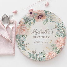 Rosa Blumengrün Blattgold Glitzer Geburtstag